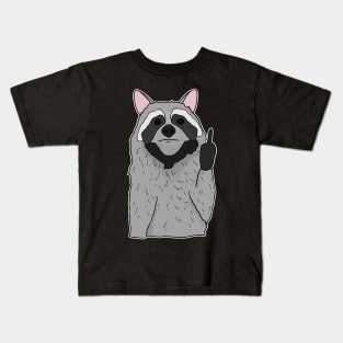 Grumpy Racoon Holding Middle finger funny gift Kids T-Shirt
